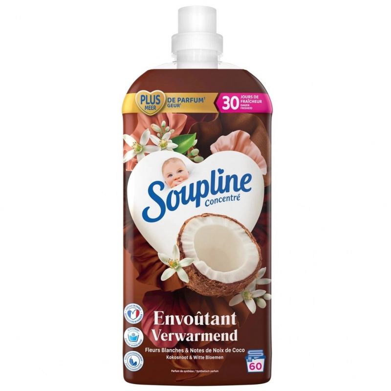 Soupline Fabric Softener 60 doses White Flowers & Coconut 1.28L