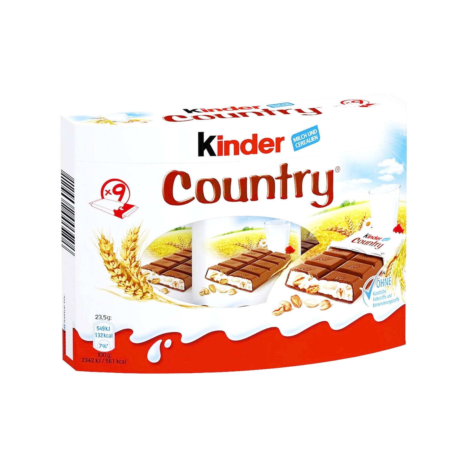 KINDER Country 9 Barres chocolatée Céréales Chocolat 211,5g