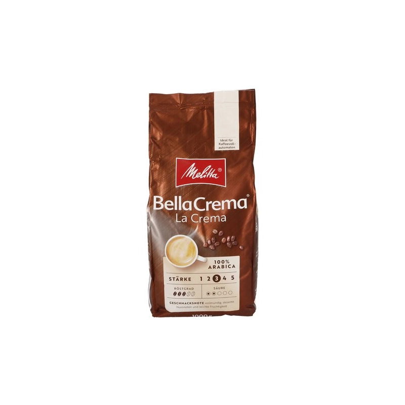 MELITTA Bella Crema La Crema Café en Grains 1kg – Espresso équilibré, arôme intense et crème onctueuse
