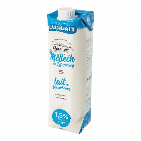Luxlait - Lait demi-écrémé UHT 1,5% brique 1L