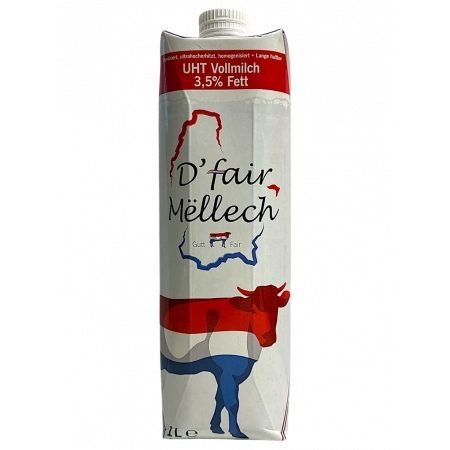 D'Fair Mëllech - Lait entier 3,5% 1L