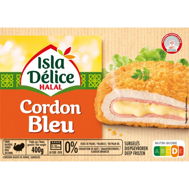 ISLA DELICE Cordon bleu de dinde Halal 4 pièces 400g