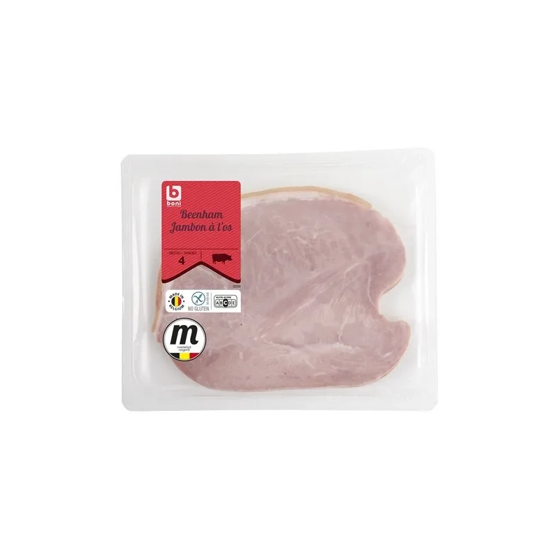 BONI Jambon à l'os 4 tranches sans gluten 150g