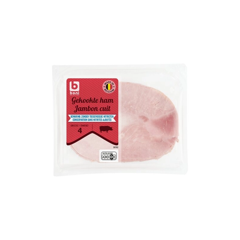 BONI Jambon cuit 4 tranches sans nitrite 150g