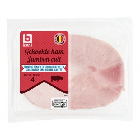 BONI Jambon cuit 4 tranches sans nitrite 150g 