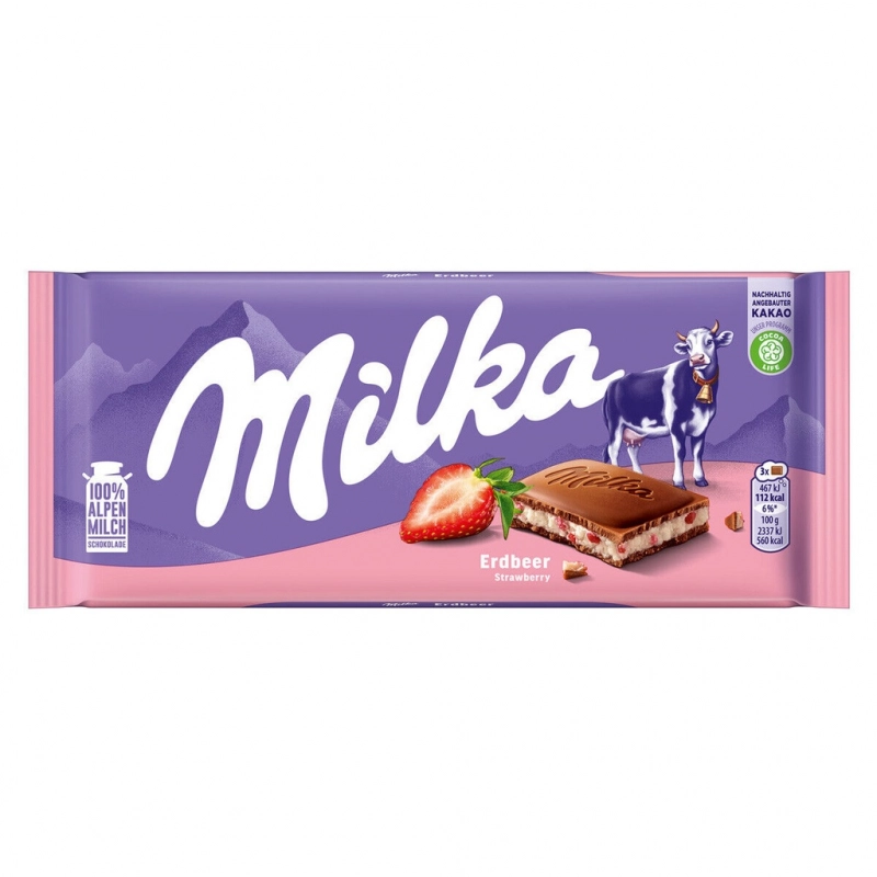 Milka Strawberry Chocolate Bar 100g
