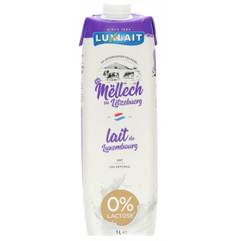 LUXLAIT UHT 0% Lactose brique 1L
