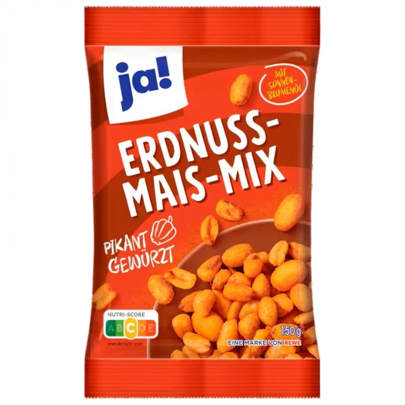 JA! Mélange de cacahuètes et de maïs piquant 150g