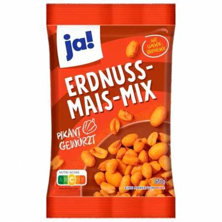 JA! Mélange de cacahuètes et de maïs piquant 150g