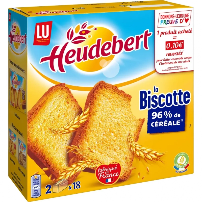 LU Heudebert Biscottes 96% de Céréales 290g
