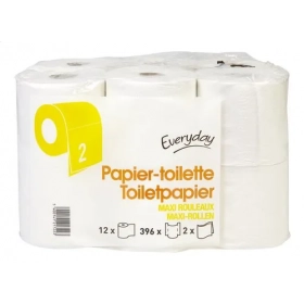 EVERYDAY Papier Toilette Maxi Rouleaux 2 épaisseur 12 rouleaux, 396 feuilles