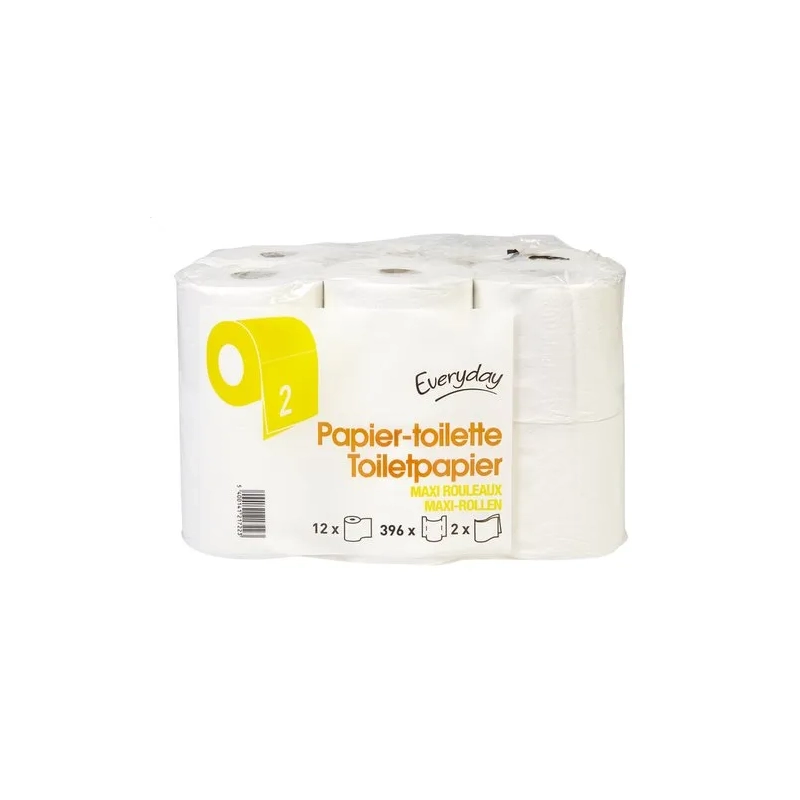 EVERYDAY Papier Toilette Maxi Rouleaux 2 épaisseur 12 rouleaux, 396 feuilles