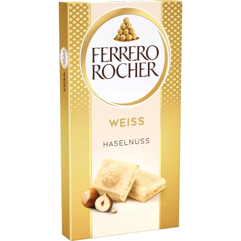 Ferrero Rocher tablette chocolat noisettes blanc 90g