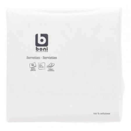 BONI Serviette Blanc 33cm 50 pièces
