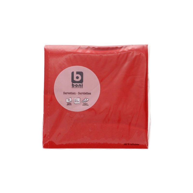 BONI Serviette Rouge 33cm 50pc