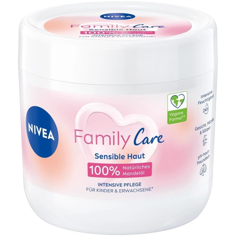 NIVEA Family Care Cream 450ml – Natural almond oil moisturizing cream