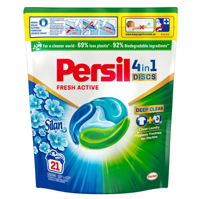 Persil Discs Fresh Power Silan - 21 Pods, 4 in 1 Detergent, Long-lasting Freshness, Anti-Stain, Fiber Care