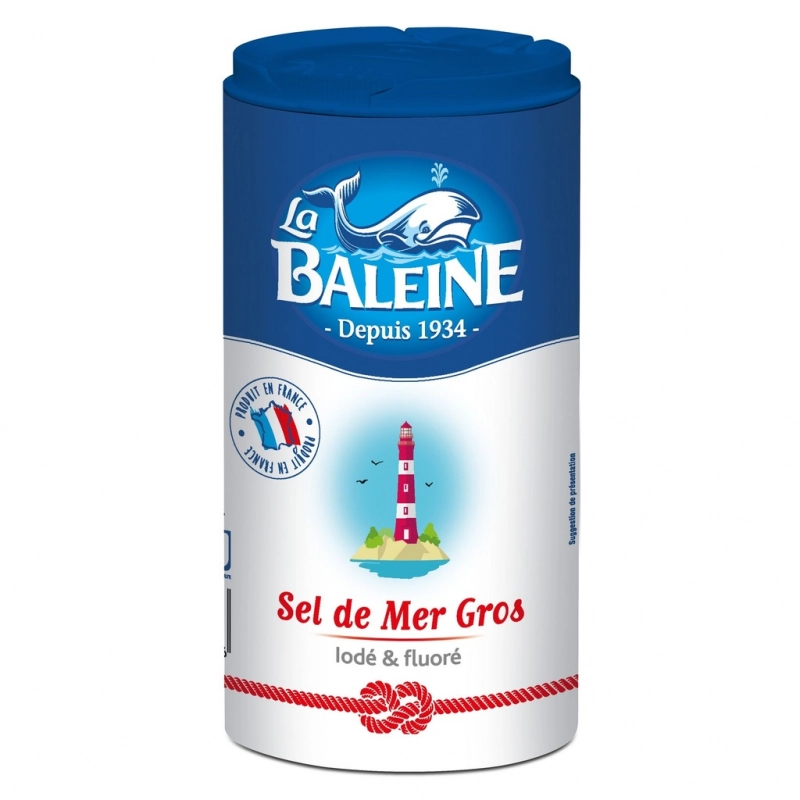 LA BALEINE Coarse Iodized & Fluorinated Sea Salt 500g