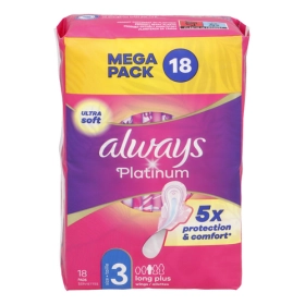 ALWAYS Platinum Mega night taille 3 - Pack 18 Serviettes hygiéniques