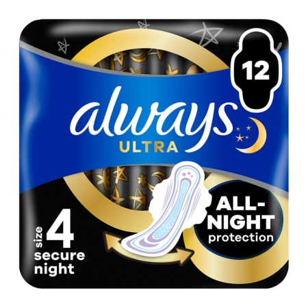 Always Ultra Serviettes Hygiéniques taille 4 Secure Night, 12 pads