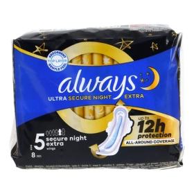 ALWAYS Night Extra taille 5 - Pack 8 Serviettes hygiéniques