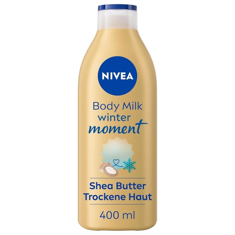 NIVEA Body Milk Winter Moment 400ml – 72h Moisturizing Body Lotion with Sheabutter & Intense Care