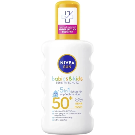 NIVEA SUN Spray solaire SPF 50+ Bébés & Enfants Sensitive Protect 5-en-1 200 ml