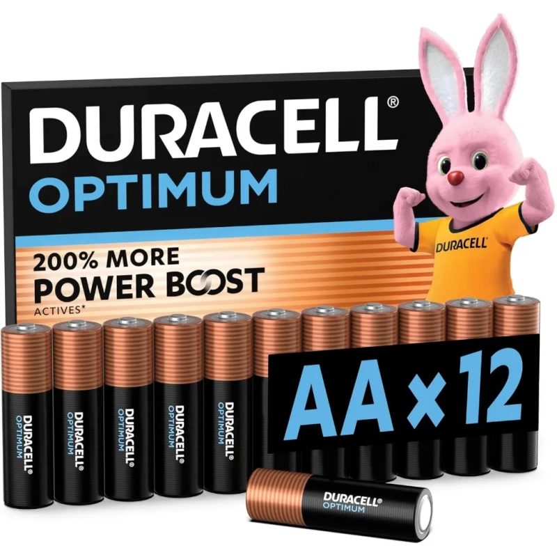 DURACELL Optimum AA Batteries (Pack of 12) – 1.5V Alkaline Batteries