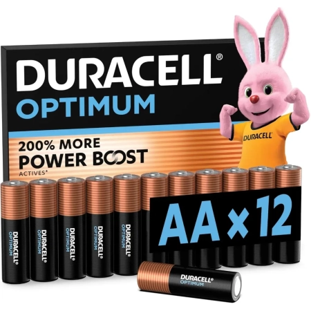 DURACELL Optimum Piles AA (Lot de 12) – Piles Alcalines 1,5V