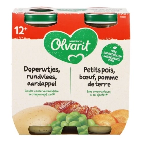 OLVARIT Petit pois boeuf 12 mois+ 2x250g