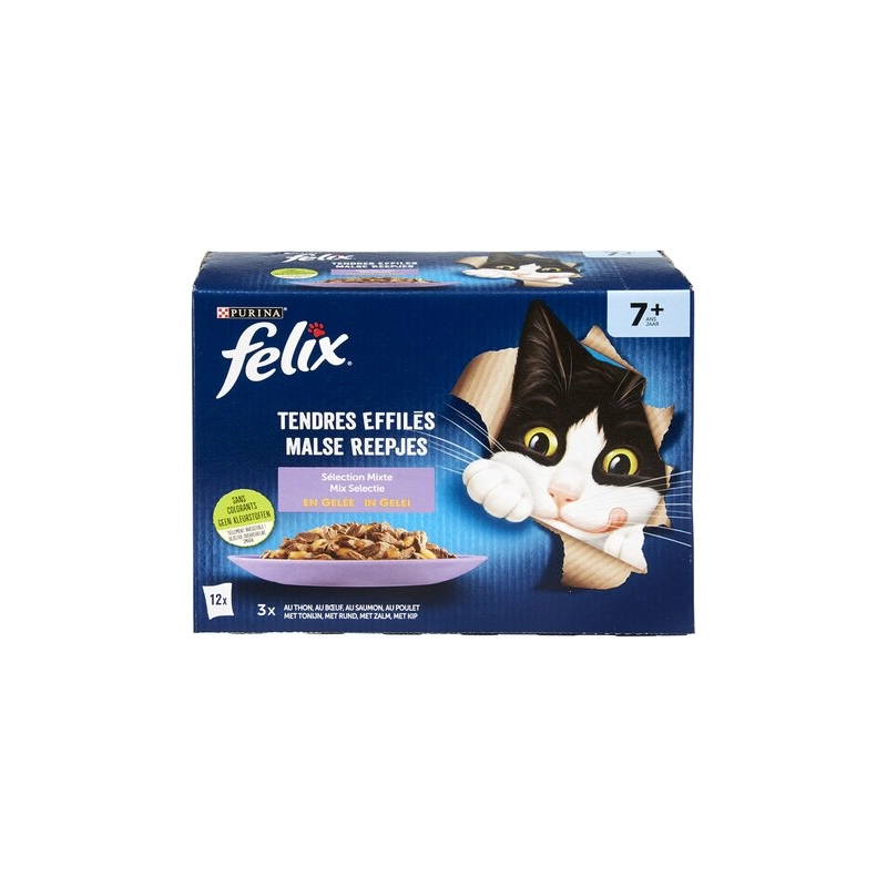 FELIX senior Jelly Tuna, Beef, Salmon, Chicken 12x85g
