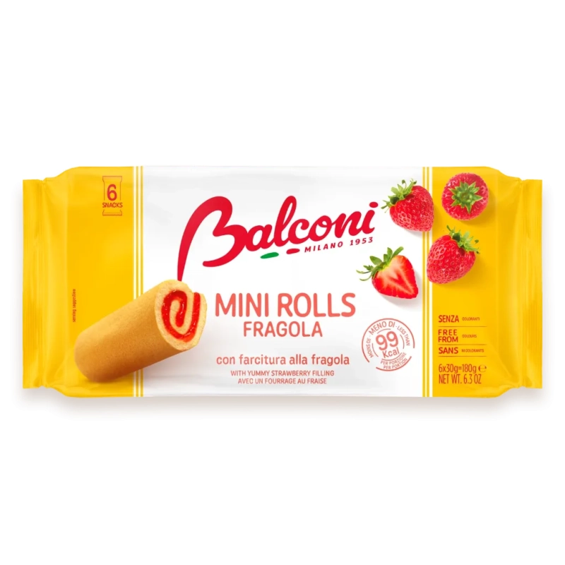 BALCONI Mini Rolls Fraise 6x30g