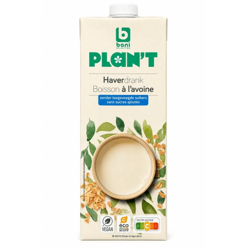 BONI PLAN'T Boisson à l'avoine lait sans sucres ajoutés 1L