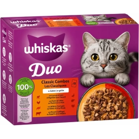 WHISKAS Duo de sachets de Nourriture Humide, Classic Combo en gelée 12x85g