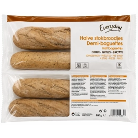 EVERYDAY Precooked gray half baguettes 4x150g