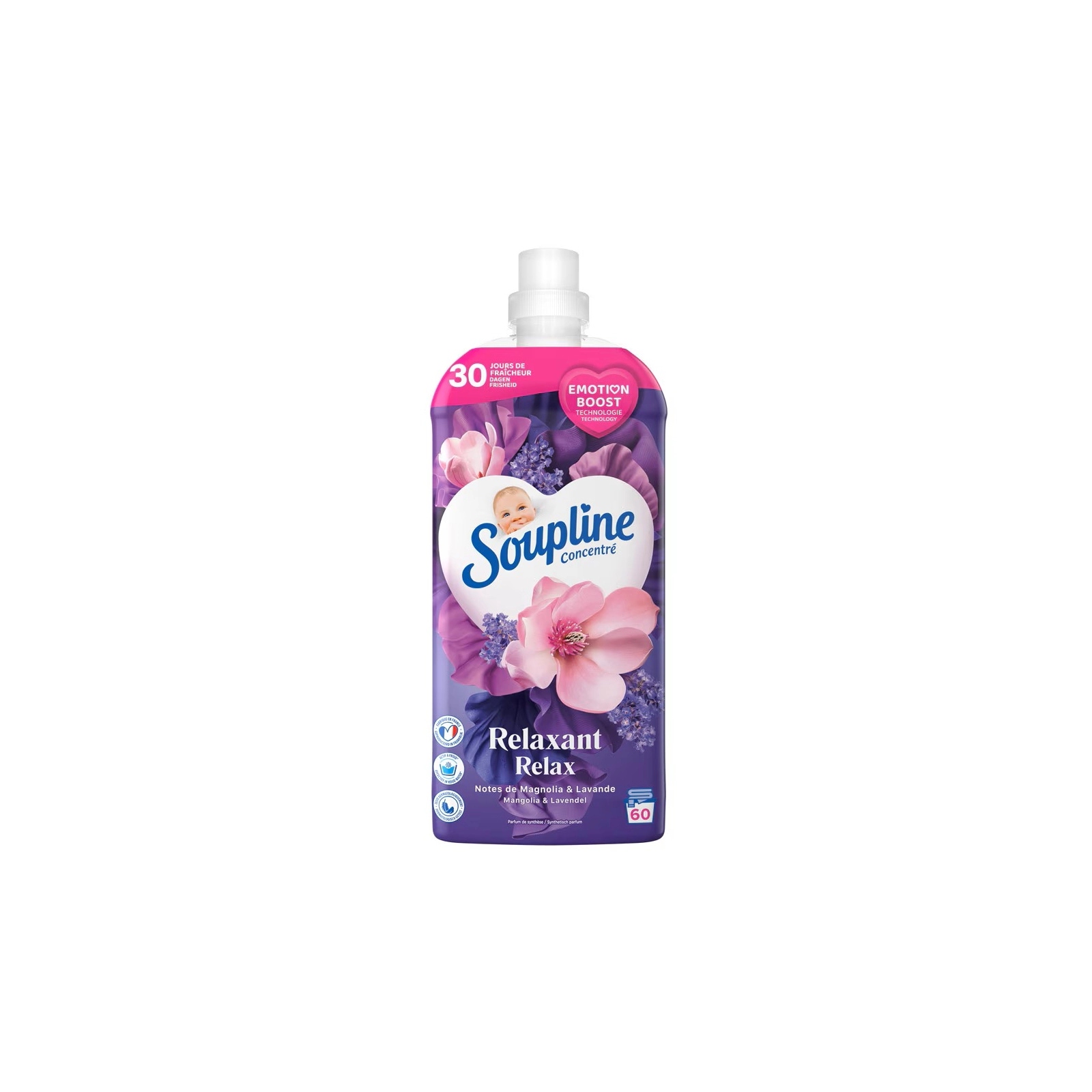 Soupline Adoucissant Relax 60 doses Magnolia & Lavande 1,28L