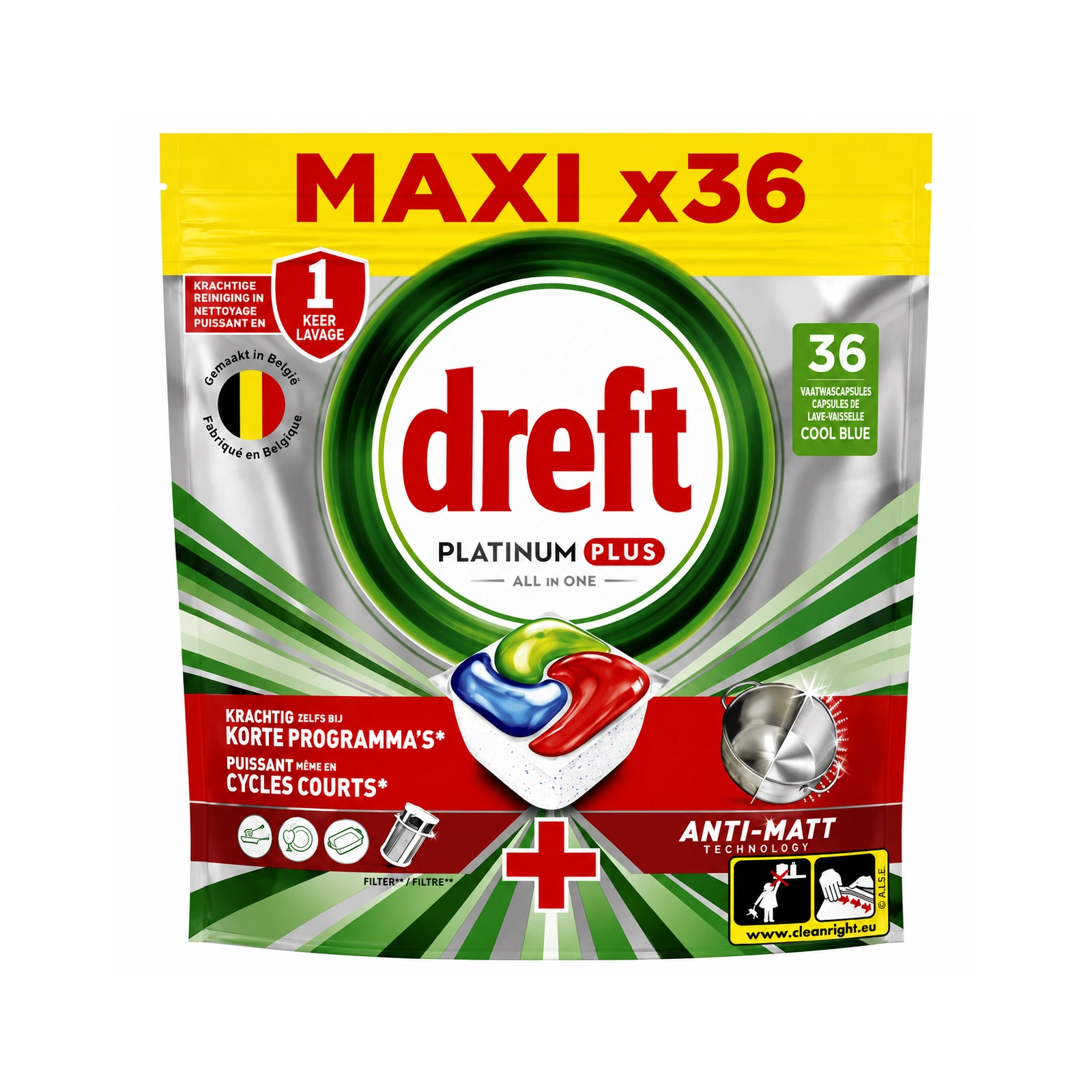 Dreft Platinum+ Original – Tablettes Lave-Vaisselle 36 Capsules