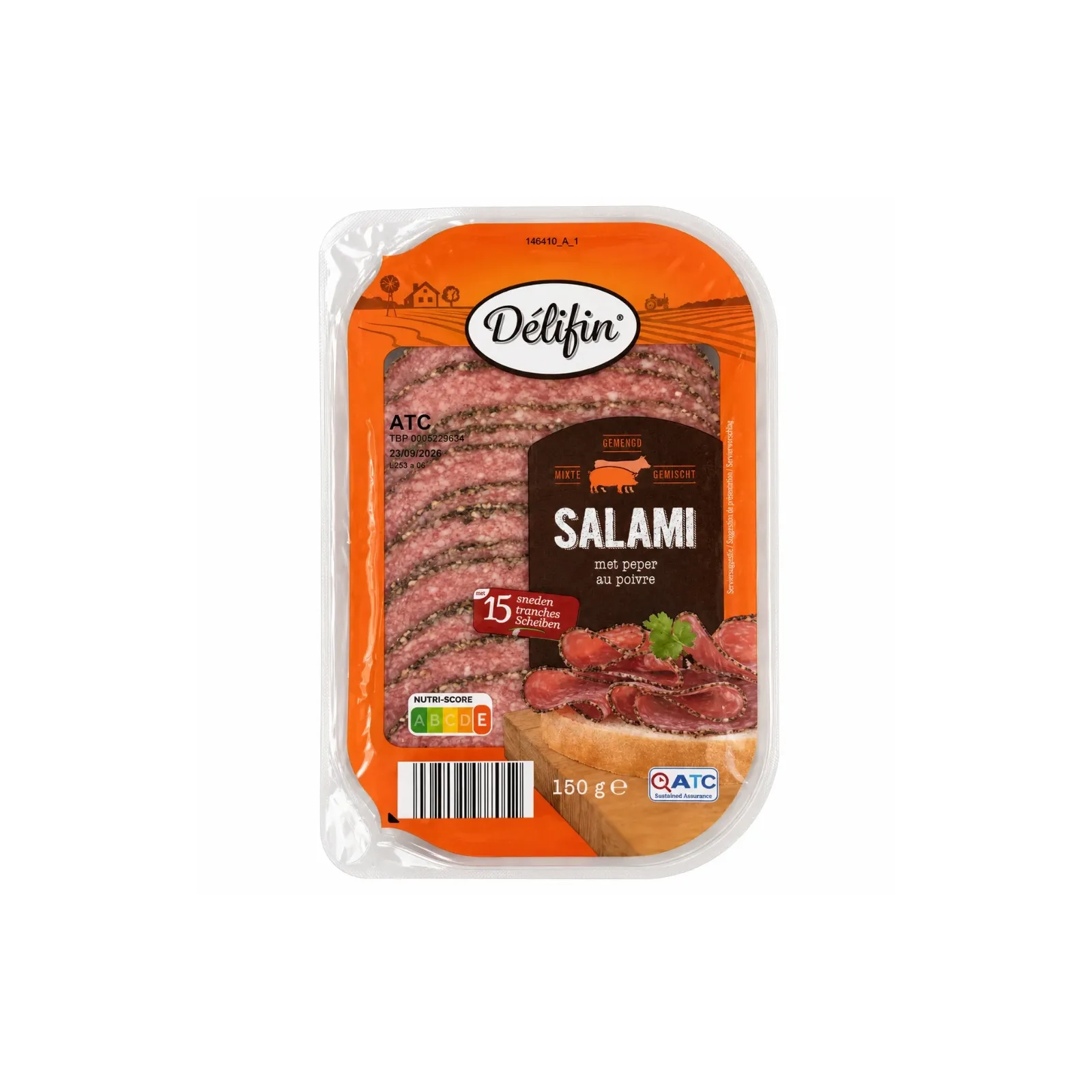 Délifin Salami au poivre 15 tranches 150g