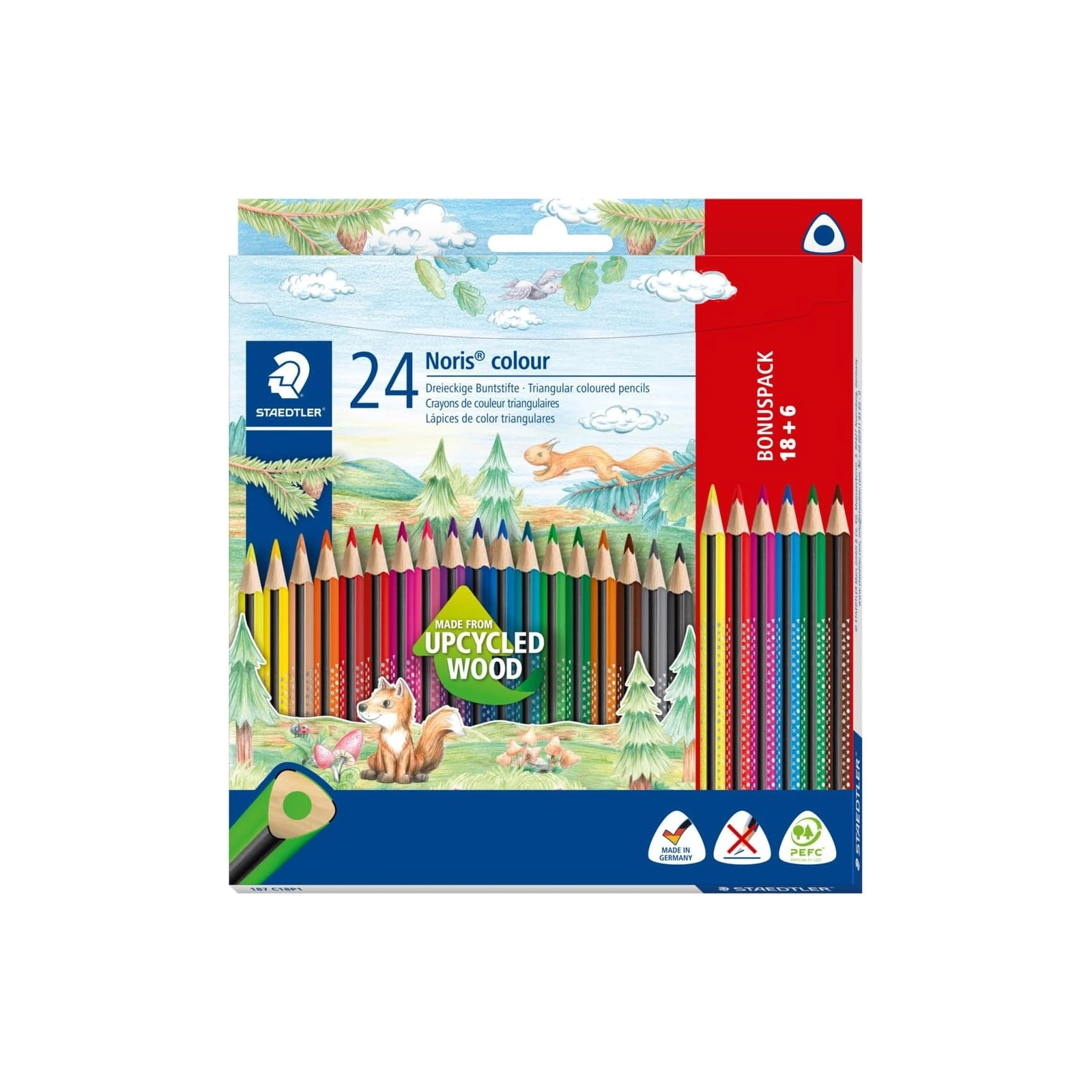 STAEDTLER Noris Colour – Set de 24 crayons de couleur ergonomiques, résistants et au design attrayant