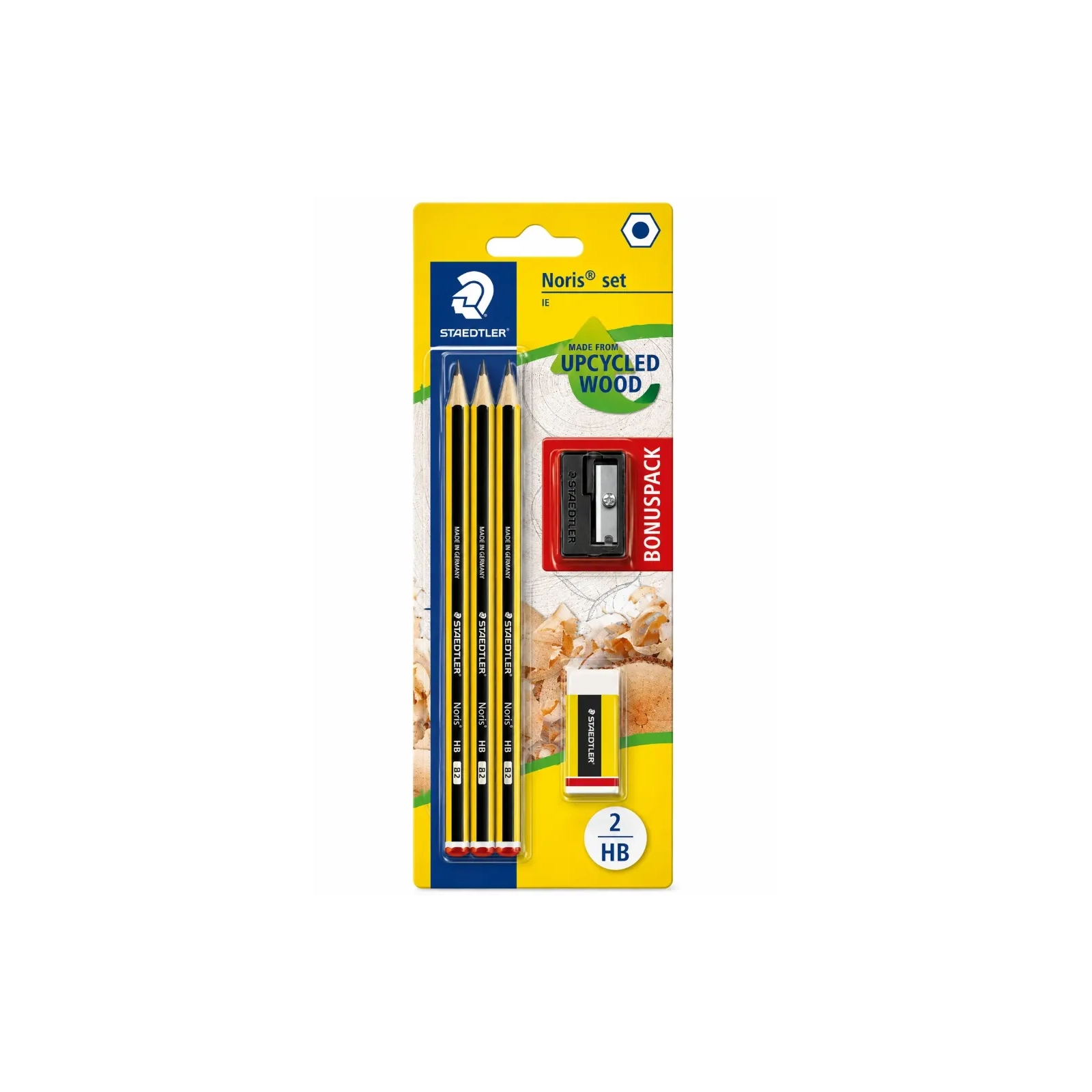 STAEDTLER Noris 120 - lot de 3 crayons à papier 2HB avec accessoires