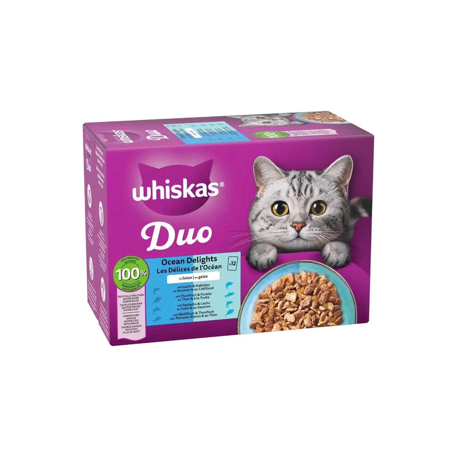 WHISKAS Duo Nourriture humide en gelée pour chats 12x85g