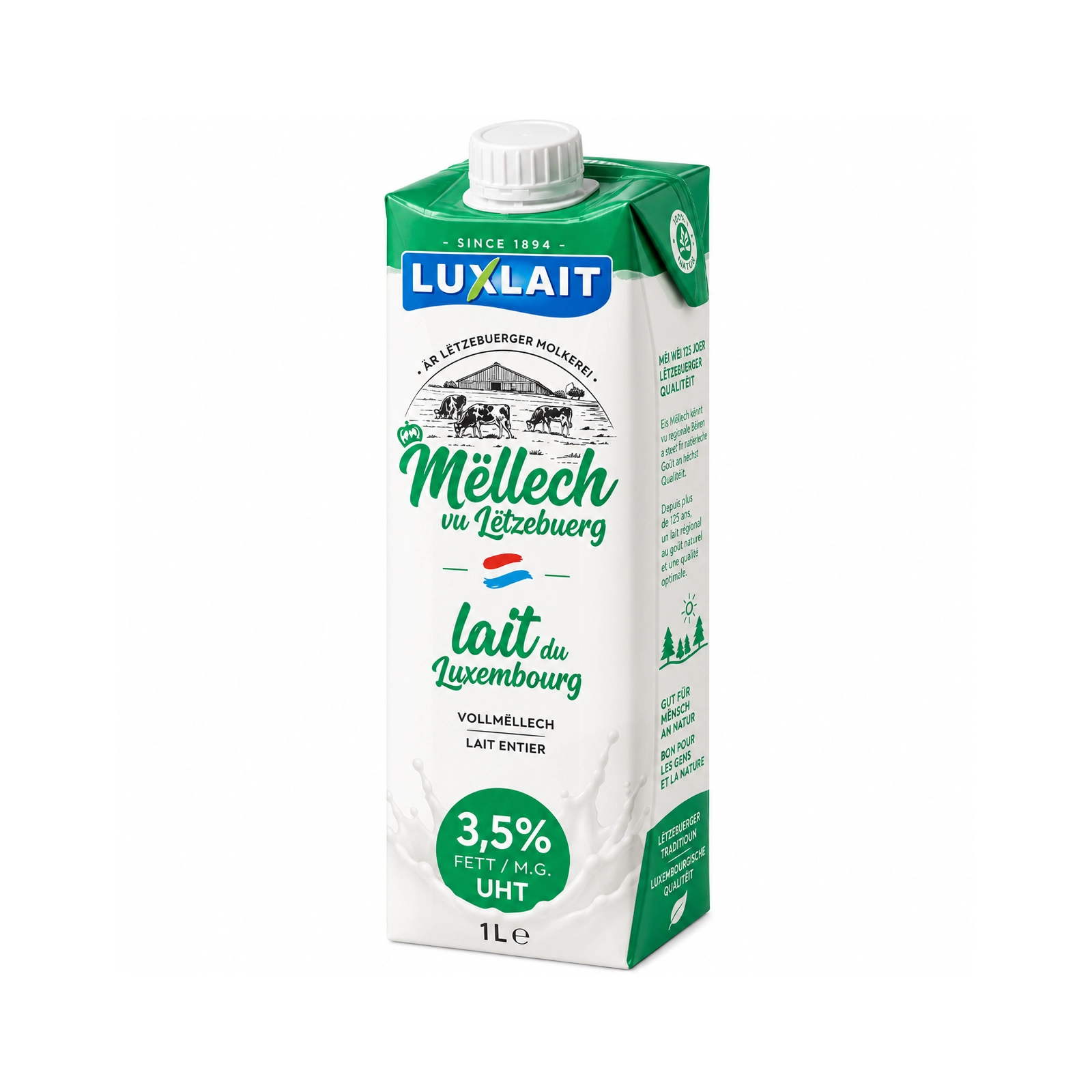 Luxlait - UHT whole milk 3.5% brick 1L