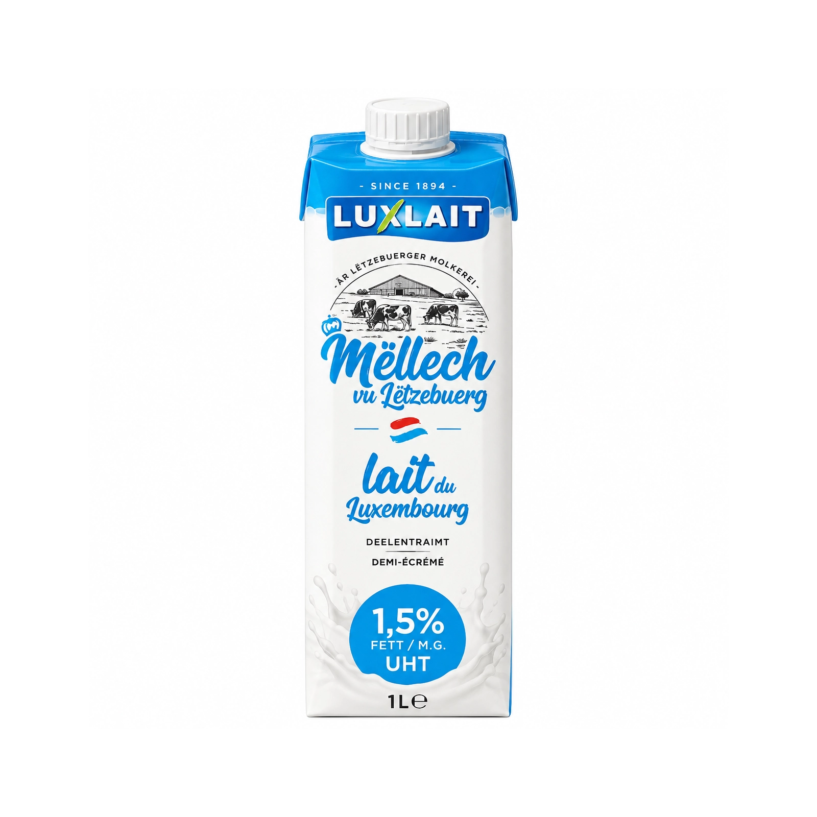 Luxlait - UHT semi-skimmed milk 1.5% brick 1L
