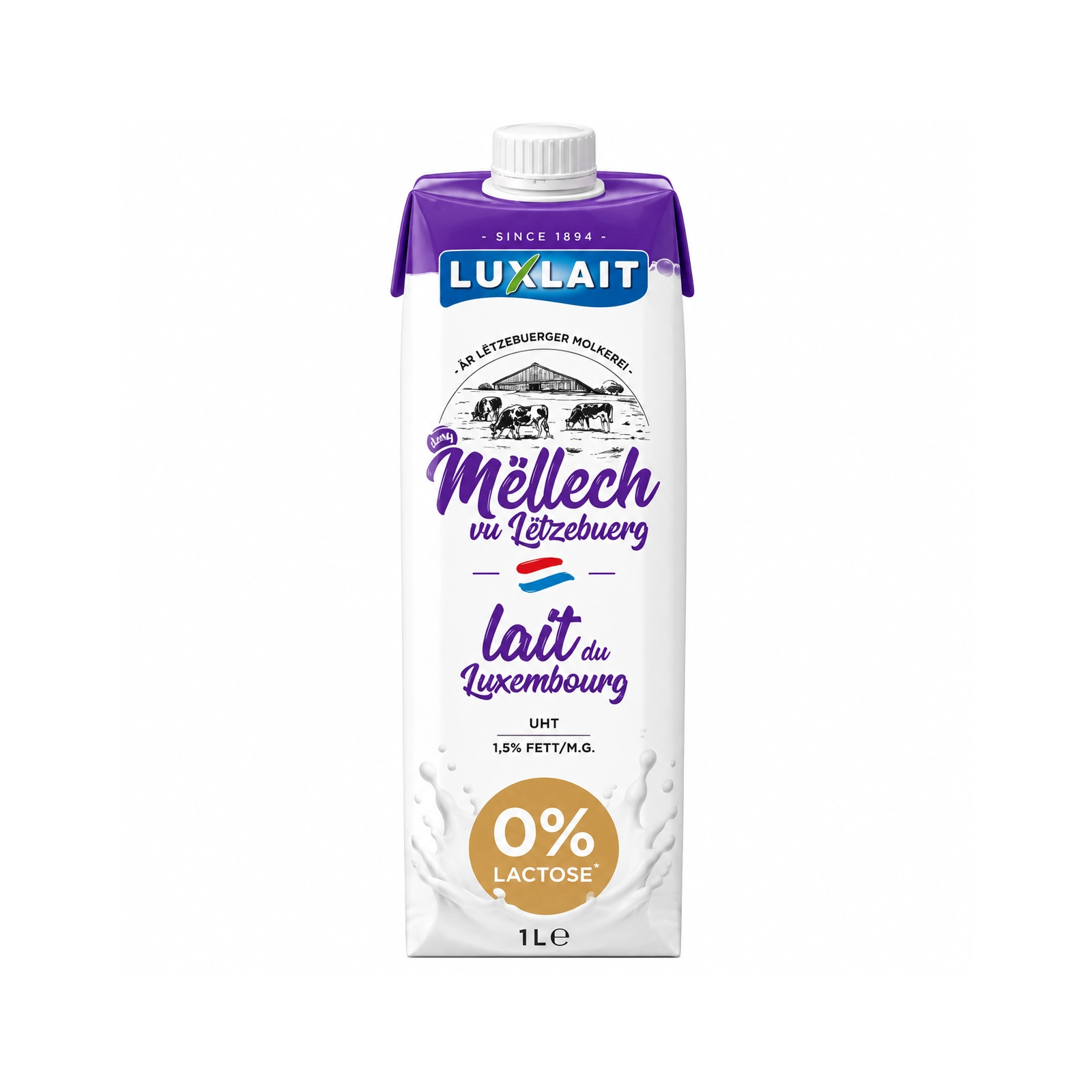 LUXLAIT UHT 0% Lactose brick 1L
