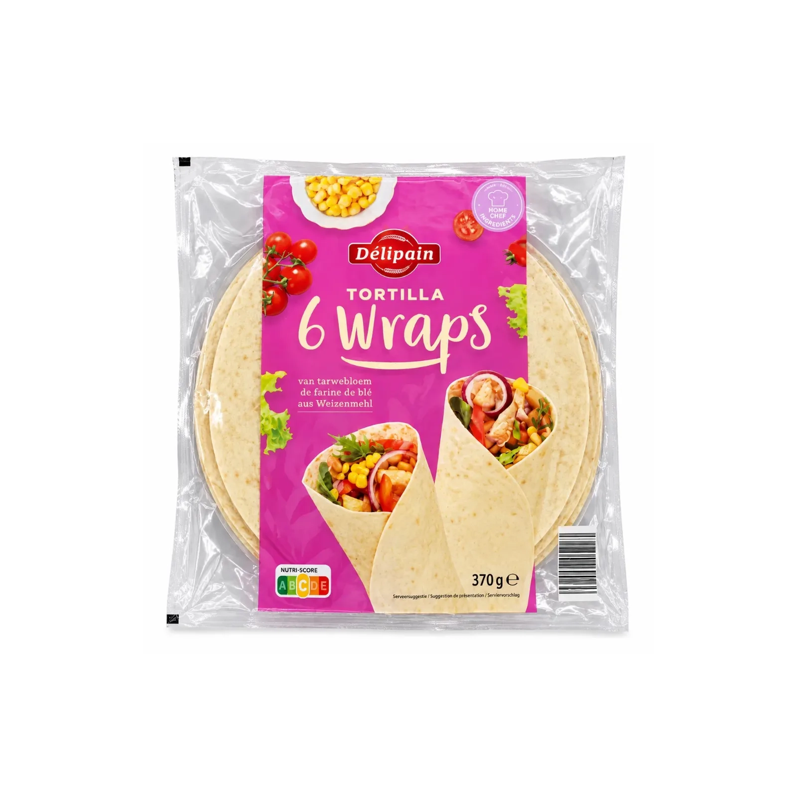 Délipain - Tortilla 6 wraps de farine de blé 370g