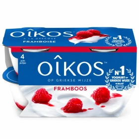 Iogurte Grego Pasteurizado de Framboesa Oikos 4x115g