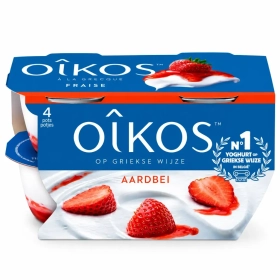 Oikos Pasteurized Strawberry Greek Yogurt 4x115g