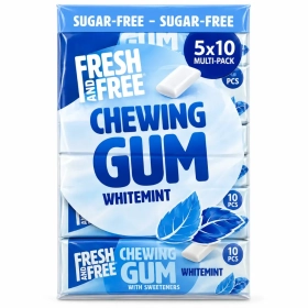 Fresh and Free - Sugar-free white mint chewing gum - pack of 5