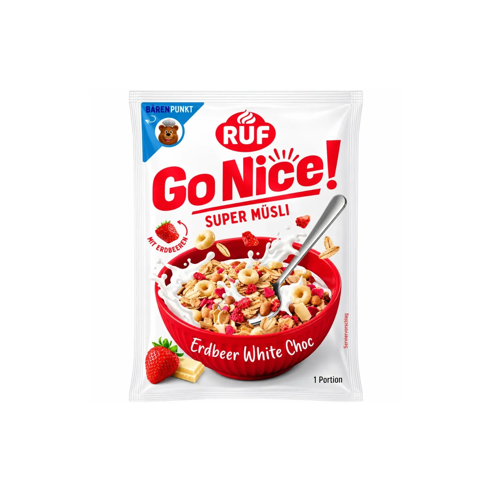 RUF - Go Nice! Super Muesli Fraise & Chocolat Blanc 50g