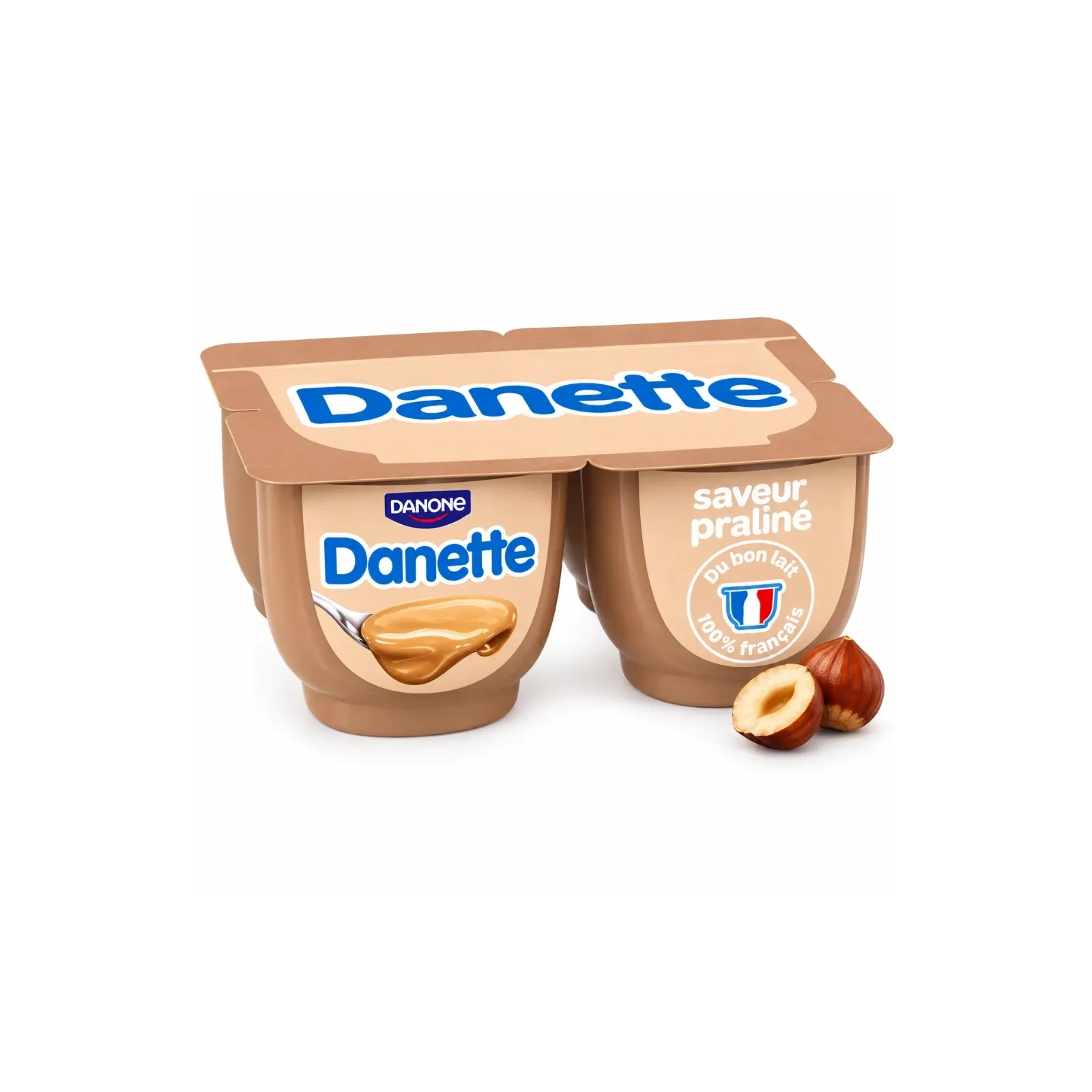 Danone Danette Crème dessert praliné 4 pots de 125g